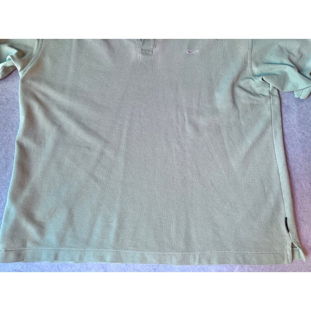 Two Golf Mens Polo Shirts Size L Nike Izod Green Cotton Blue Striped Blend - Picture 7 of 16